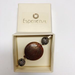 Murano glass & silver bead pin.